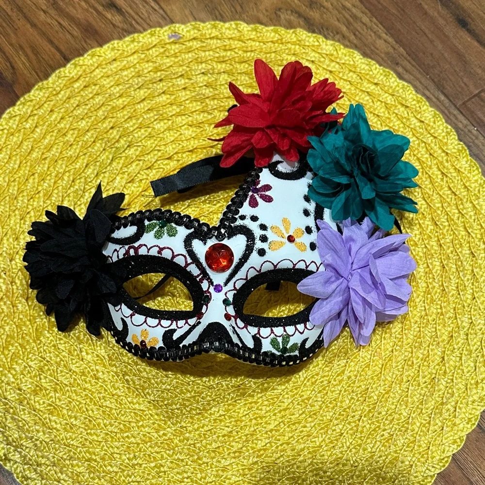 Colorful Floral Embellished Face Mask